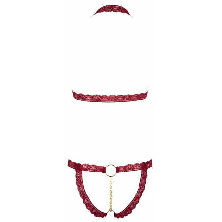 Ensemble string ouvert et seins nus bordeaux - Cottelli Lingerie