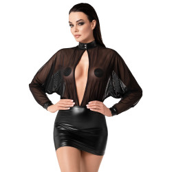 Mini robe Opium F348 wetlook et tulle 2
