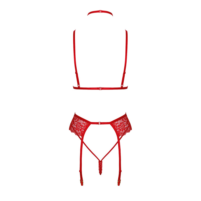 Ensemble 5 pièces Bondage Red Lace Kiss 243 - Kissable