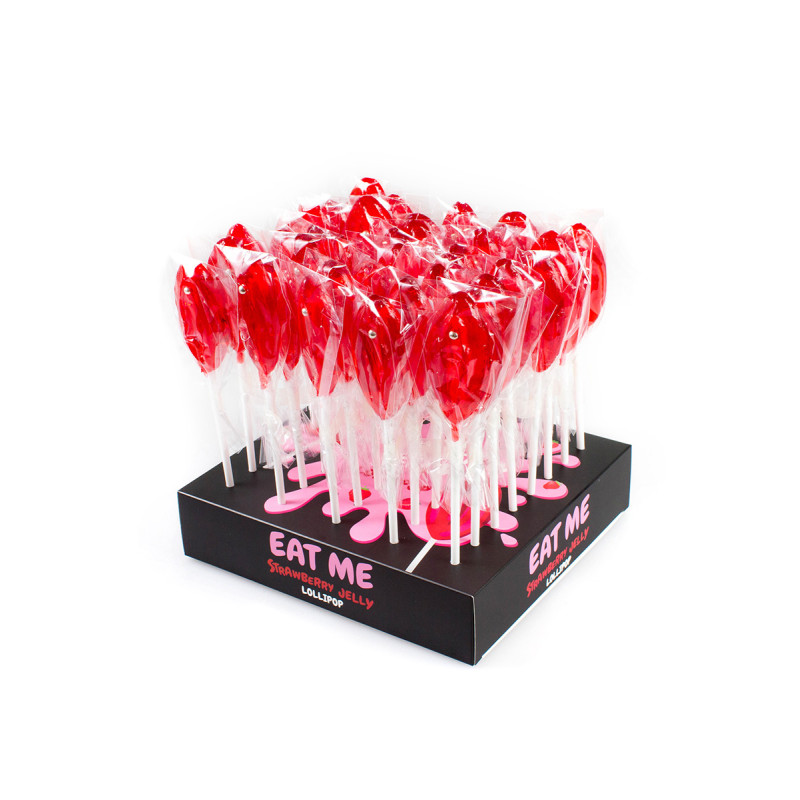 Présentoir de 40 sucettes vulve à la fraise