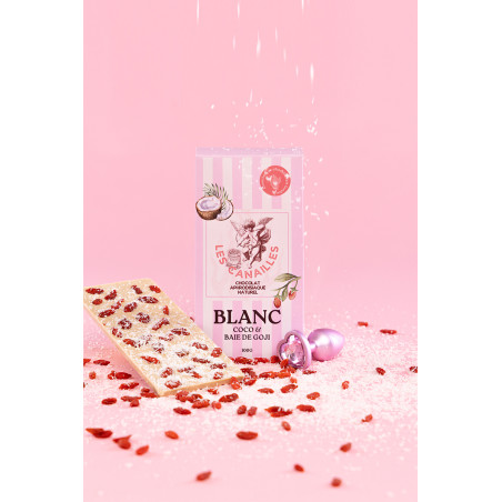 Chocolat blanc coco et baie de goji - Tablette 100g - Les canailles