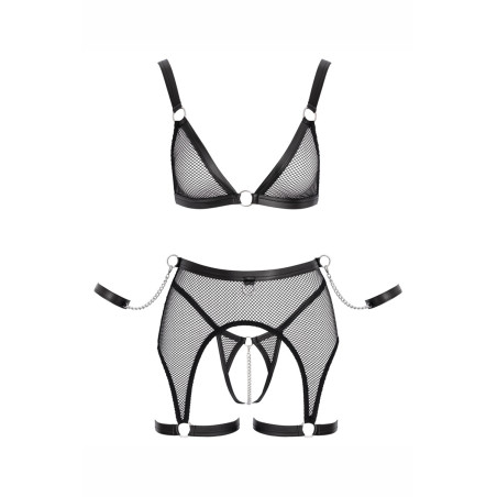 Ensemble Fetish noir en dentelle - Cotelli Bondage