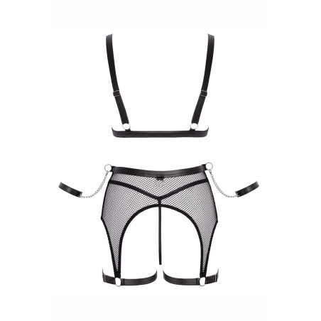 Ensemble Fetish noir en dentelle - Cotelli Bondage