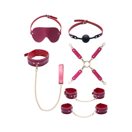 Ensemble 7 pièces Fetish SM rose -  Bad Kitty 