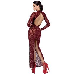Robe fendue en tulle floqué Kink Royal F383 - Noir Handmade 2