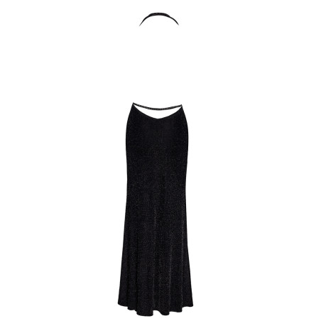 Robe longue fendue Onyx F373 - Noir Handmade