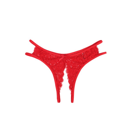 String ouvert dentelle Rouge - Litolu Lingerie