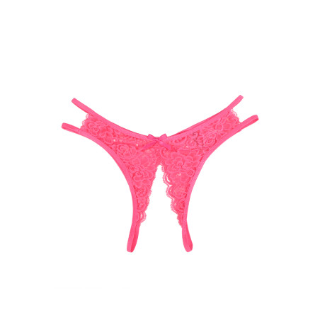 String ouvert dentelle Rose - Litolu Lingerie