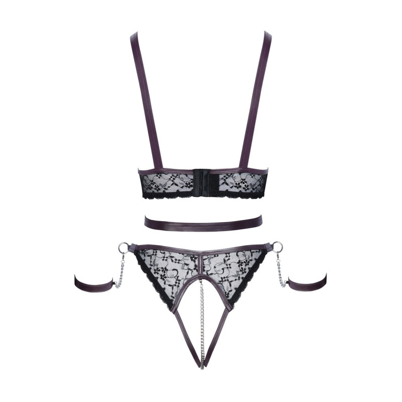 Ensemble ouvert 3 pièces noires - Cotelli Bondage 