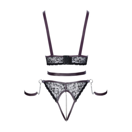 Ensemble ouvert 3 pièces noires - Cotelli Bondage 