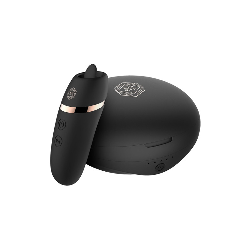 Stimulateur 2 en 1 avec langue vibrante - Rosy Gold