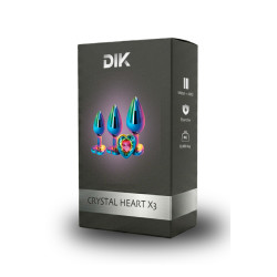 3 plugs coeur Crystal Heart métal arc-en-ciel - DIK 2
