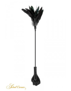 Mini Cravache Main avec Plumes Noires - Sweet Caress