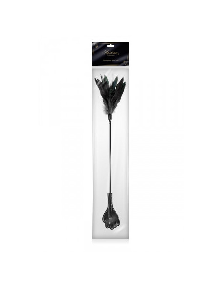 Mini Cravache Main avec Plumes Noires - Sweet Caress