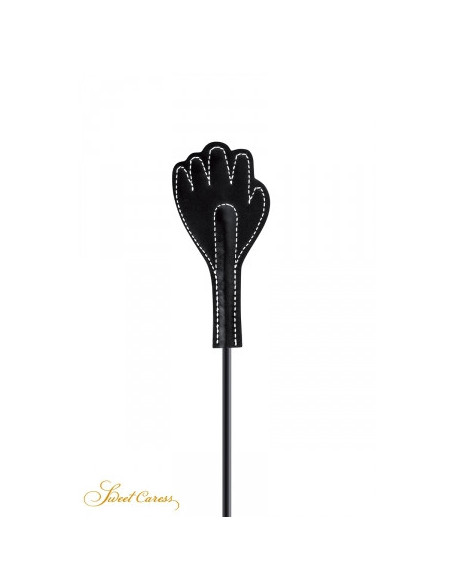 Mini Cravache Main avec Plumes Noires - Sweet Caress