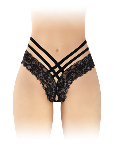 Tanga ouvert Anne - noir