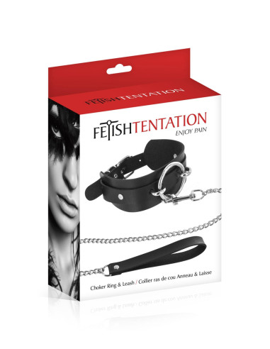 Collier avec anneau & laisse - Fetish Tentation