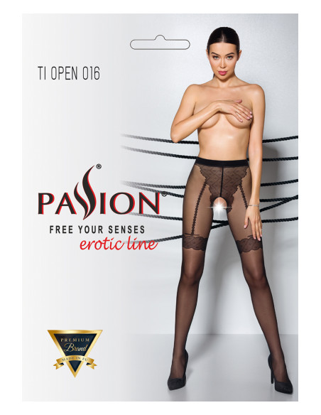 Collants ouverts TI016 20 deniers - noir