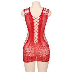 Robe rouge moulante ajourée filet Paris Hollywood