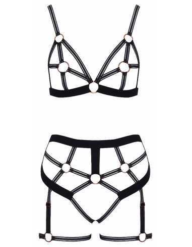 Set lingerie BDSM harnais noir - Cotelli Lingerie