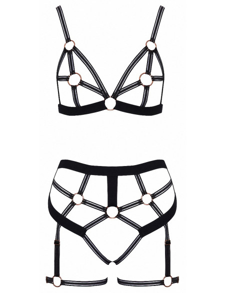 Set lingerie BDSM harnais noir - Cotelli Lingerie