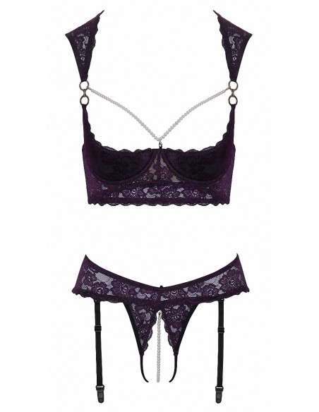 Ensemble lingerie ouverte violet - Cotelli Lingerie