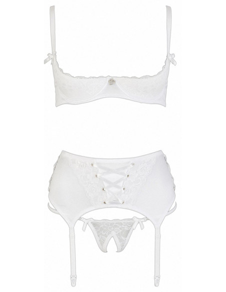 Ensemble lingerie 3 pièces ouvert blanc - Cottelli Lingerie