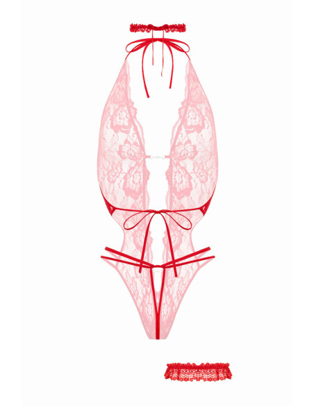 Ensemble body ouvert Renee rouge - Christine