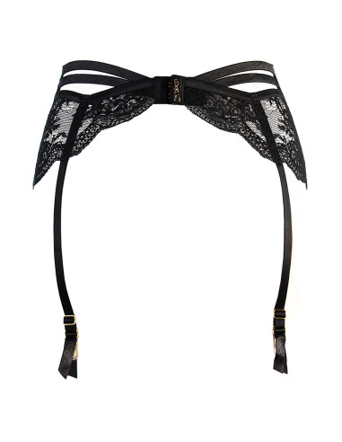 Porte-jarretelles tulle et dentelle noir V-10712 - Axami 