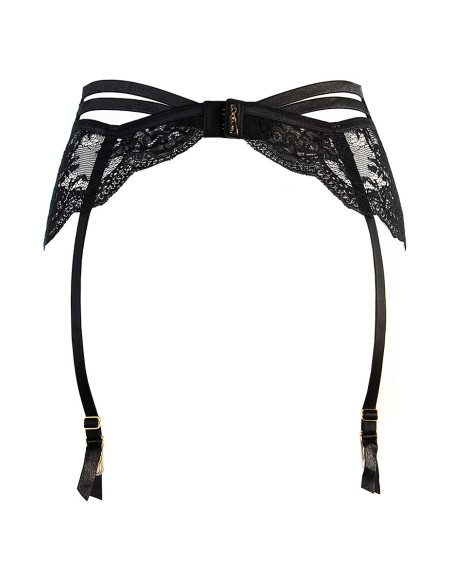 Porte-jarretelles tulle et dentelle noir V-10712 - Axami 