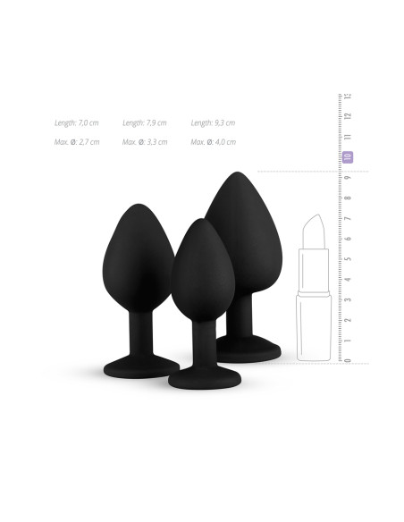 Kit entrainement 3 Butt plugs noir - Easy Toys