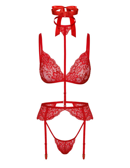Ensemble 5 pièces Bondage Red Lace Kiss 243 - Kissable