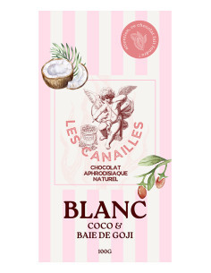 Chocolat blanc coco et baie de goji - Tablette 100g - Les canailles