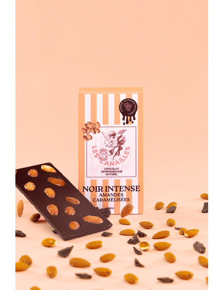 Chocolat noir amandes caramélisées - Tablette 100g - Les canailles