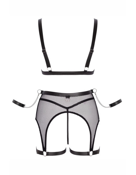 Ensemble Fetish noir en dentelle - Cotelli Bondage