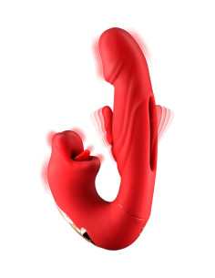 Vibromasseur rabbit 3-en-1 Kissy rouge - Yoba