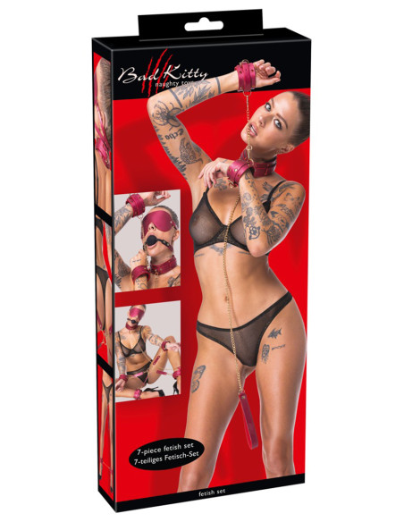 Ensemble 7 pièces Fetish SM rose -  Bad Kitty 