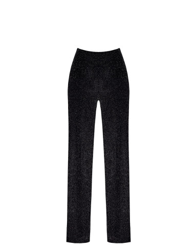 Pantalon en maille pailletée Onyx F374 - Noir Handmade
