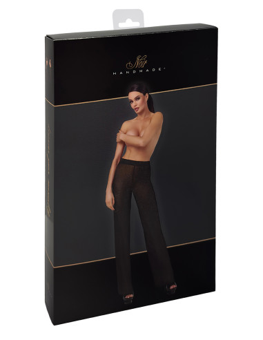 Pantalon en maille pailletée Onyx F374 - Noir Handmade