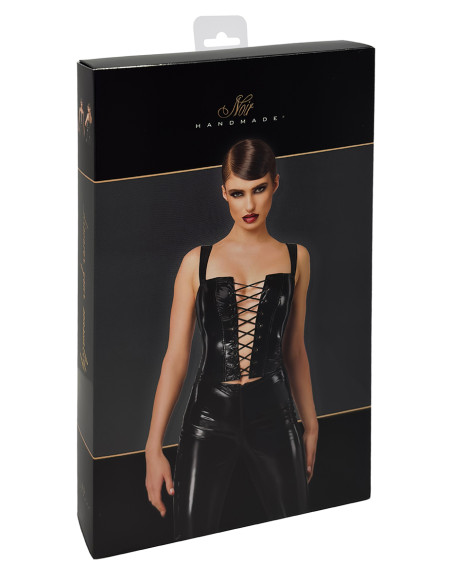 Corset en vinyle Dominae F379 - Noir Handmade