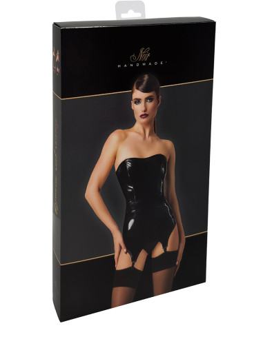 Corset porte-jarretelle vinyle Dominae F381 - Noir Handmade