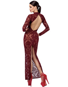 Robe fendue en tulle floqué Kink Royal F383 - Noir Handmade 2