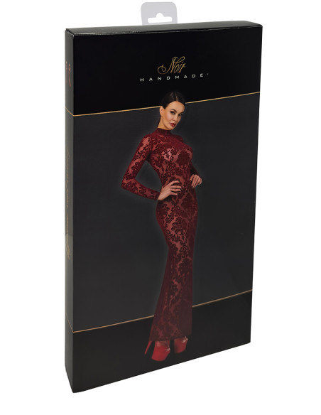 Robe fendue en tulle floqué Kink Royal F383 - Noir Handmade