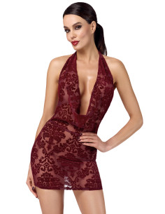 Mini robe dos nu en tulle floqué Kink Royal F385 - Noir Handmade
