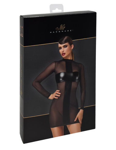 Mini robe tulle et wetlook Crossfire F369 - Noir Handmade