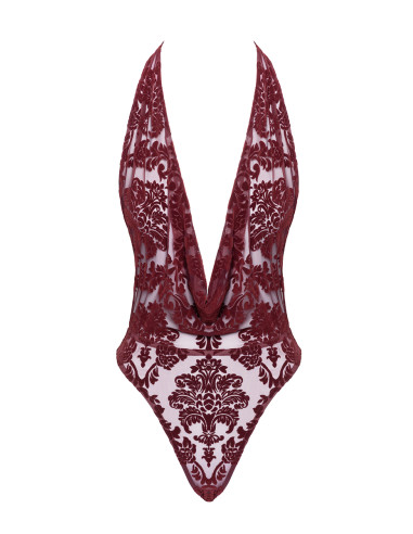 Body en tulle floqué Kink Royal F386 - Noir Handmade