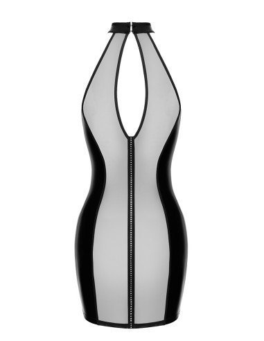 Mini robe tulle et wetlook Luxuria F370 - Noir Handmade
