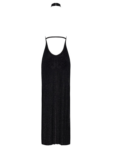 Robe longue en maille pailletée Onyx F372 - Noir Handmade