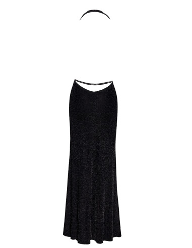 Robe longue fendue Onyx F373 - Noir Handmade