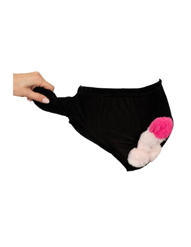 Slip avec pénis en peluche mobile